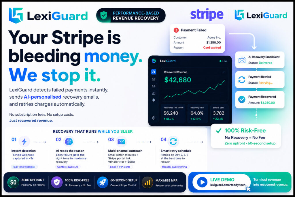 LexiGuard Stripe payment recovery SaaS — SmartCody