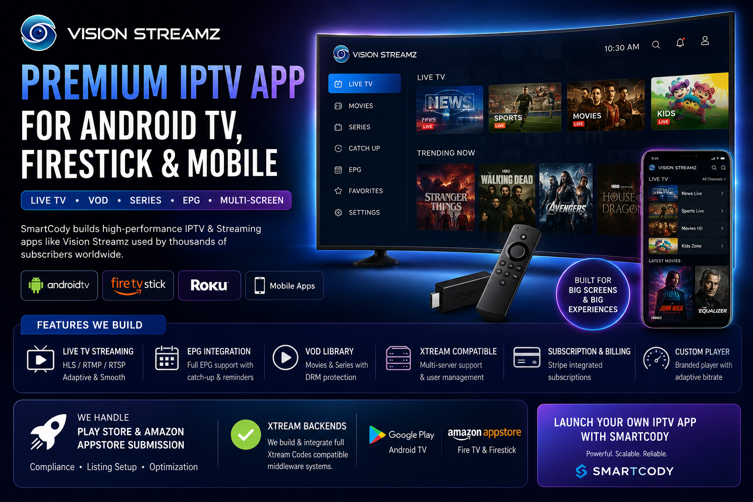 Vision Streamz IPTV app for Android TV — SmartCody